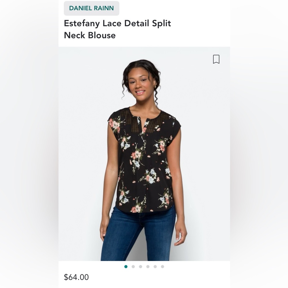 Daniel Rainn Estefany Lace Detail Split Neck Blouse